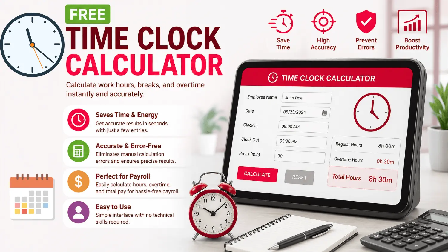Free Time Clock Calculator for Accurate Work Hours